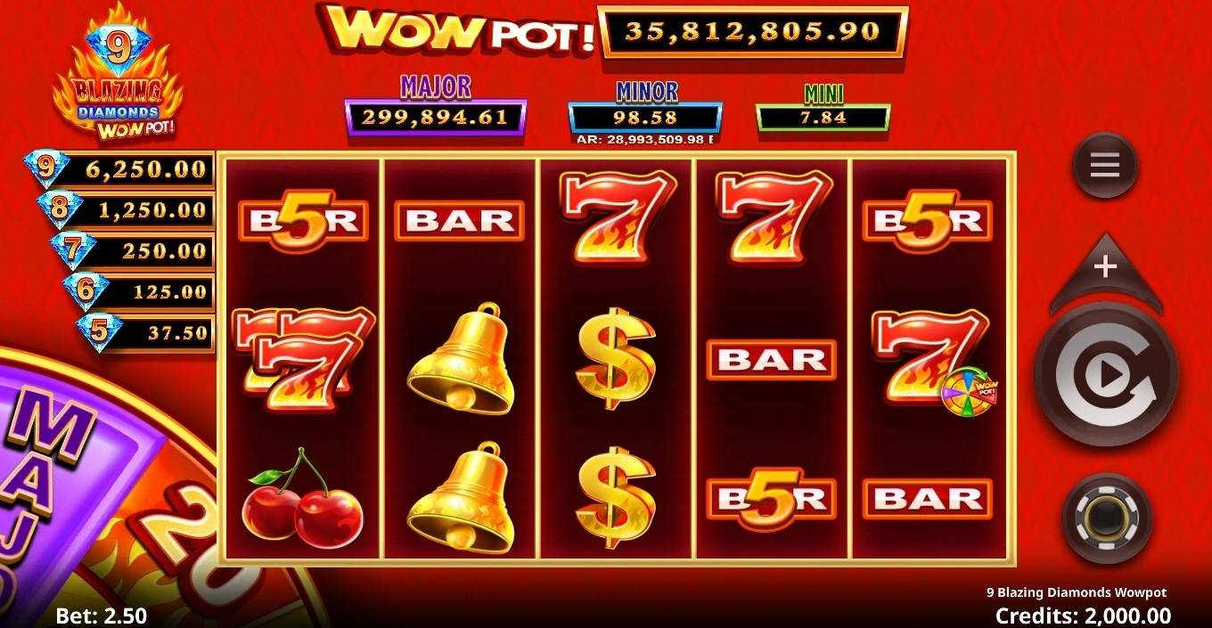 9 Blazing Diamonds WOWPOT