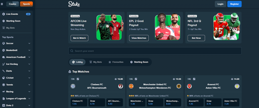 Bitcoin betting apps - Stake.com