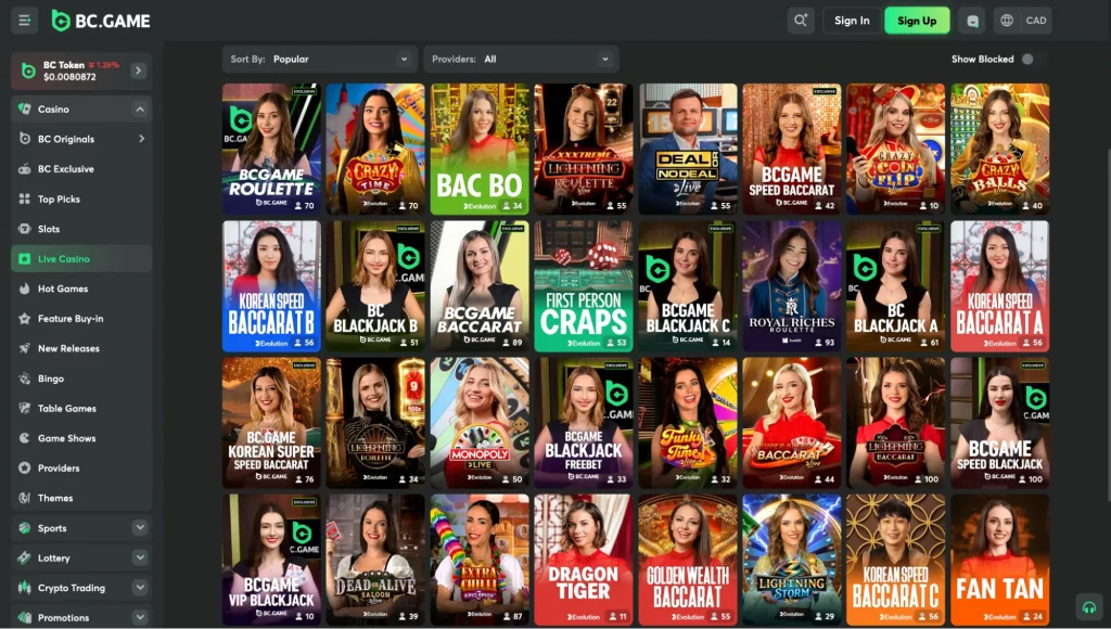 Live Casino Games bc.game